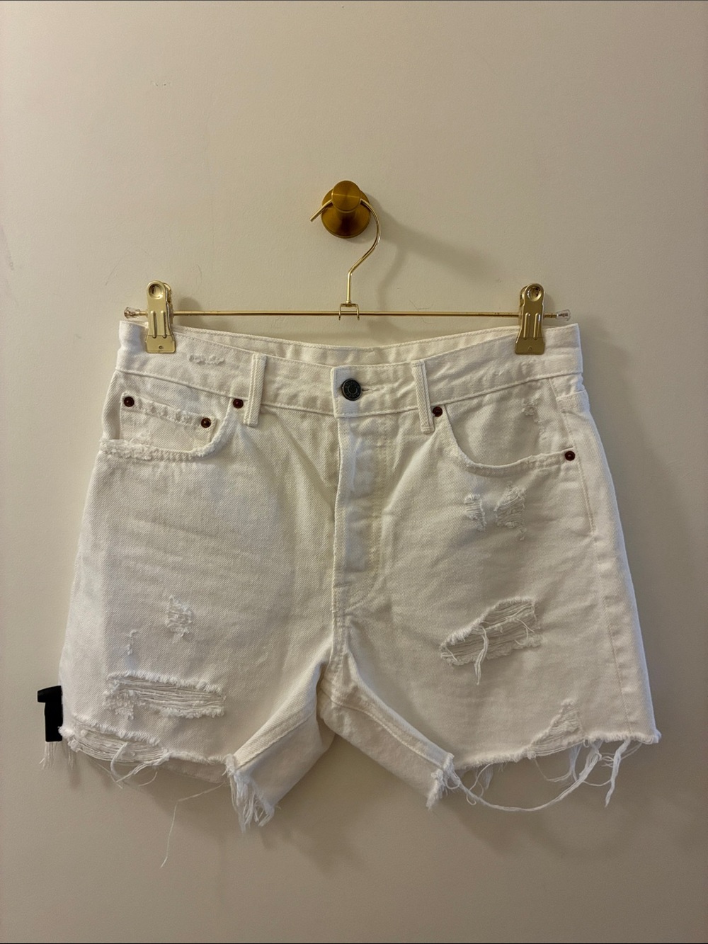 GRLFRND White Distressed Denim Jean Shorts